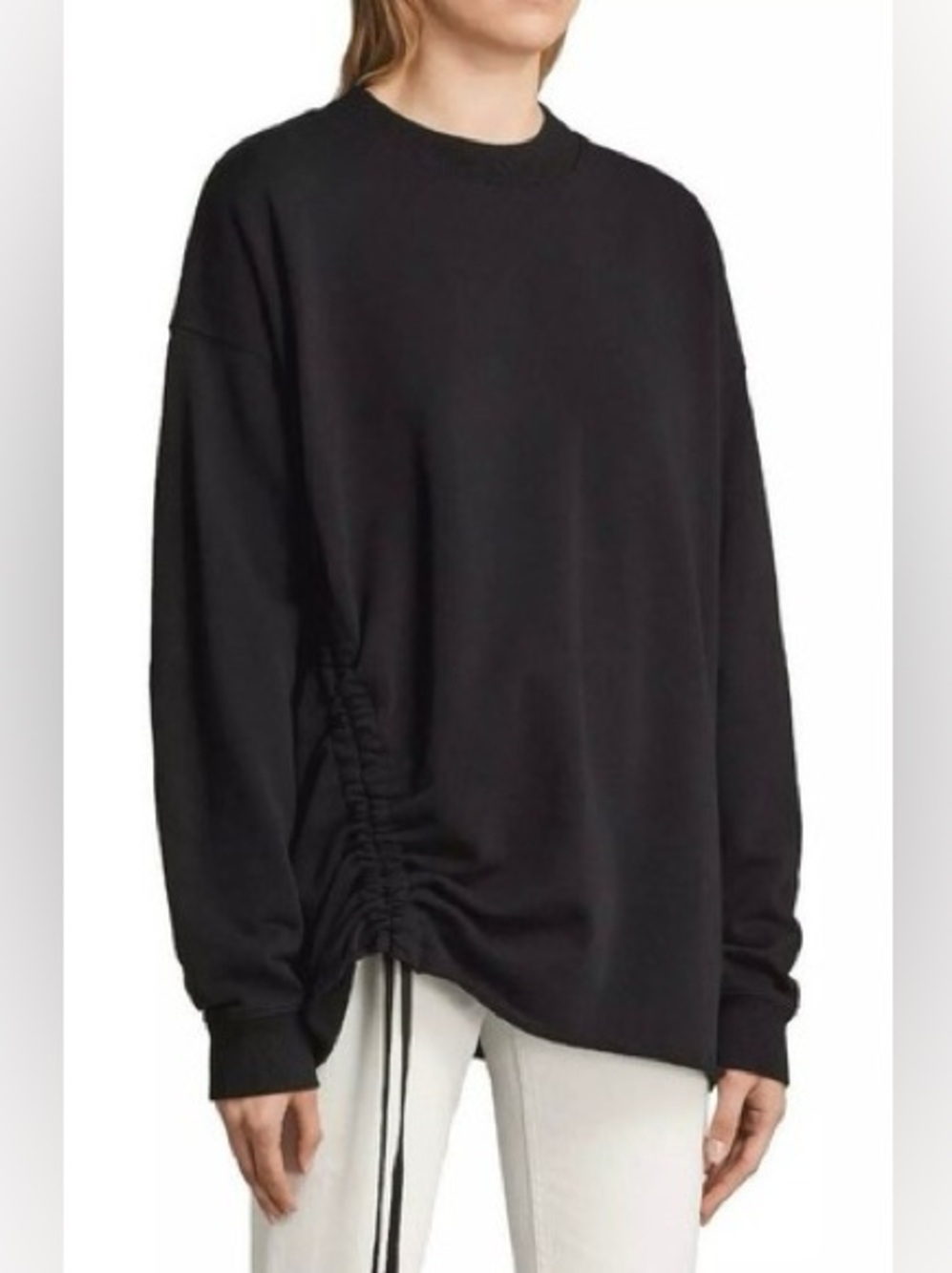 AllSaints Able Sweatshirt Side Ruched Jet Black S